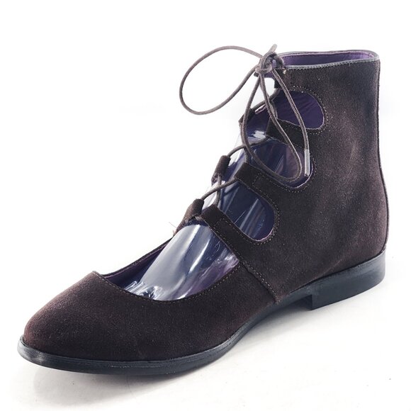 ANNA SUI x Hush Puppies NWOB Women's Ghillie Lace-Up Boot Brown Suede - Picture 5 of 9